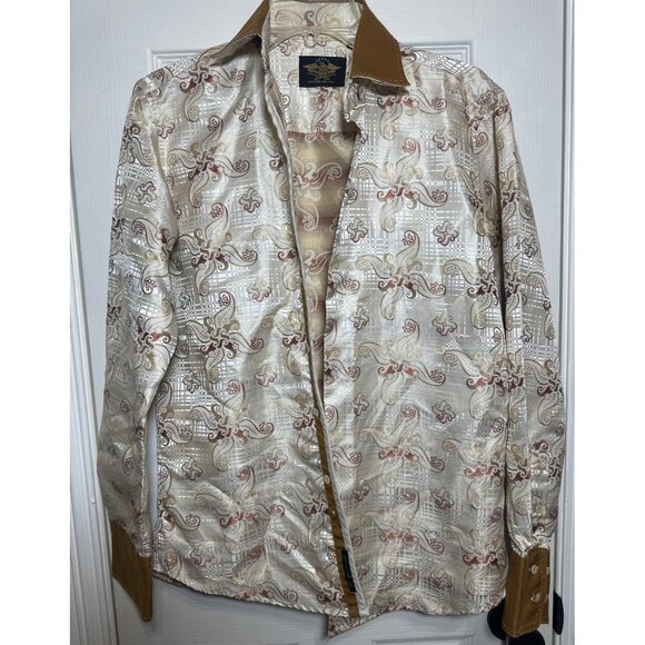 El General Limited Edition Paisley Dress Shirt Gold, Size Small - Picture 1 of 9